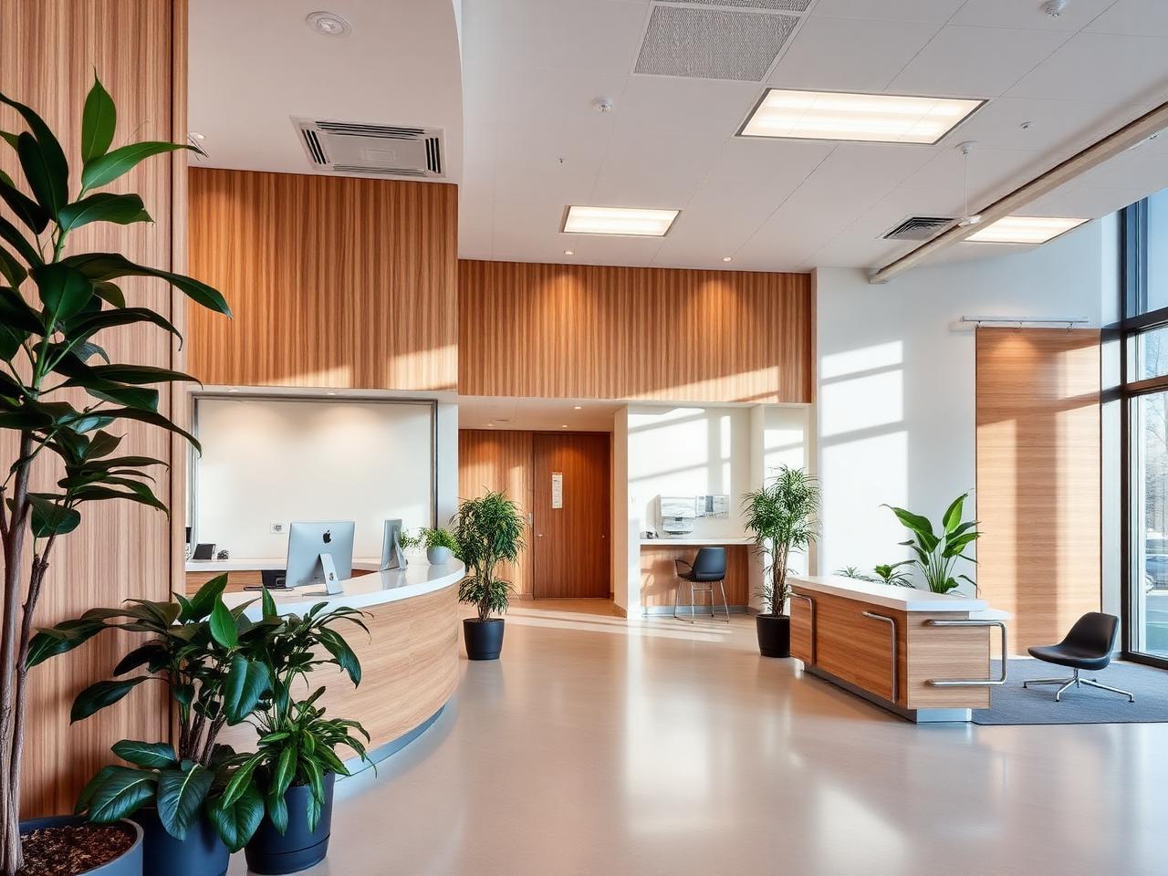 Modern veterinary hospital reception